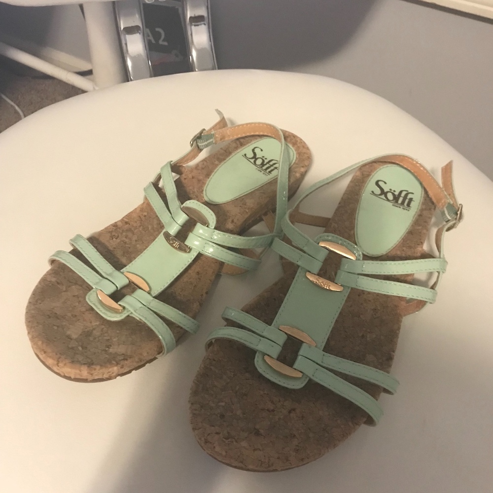 Mint Green Sandals with Gold Accents